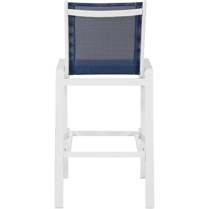 Meridian Furniture Nizuc Navy Outdoor Patio Mesh Barstool (Set of 2)