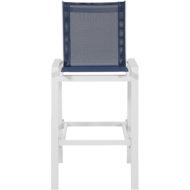 Meridian Furniture Nizuc Navy Outdoor Patio Mesh Barstool (Set of 2)