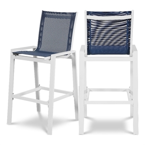 Meridian Furniture Nizuc Navy Outdoor Patio Mesh Barstool (Set of 2)