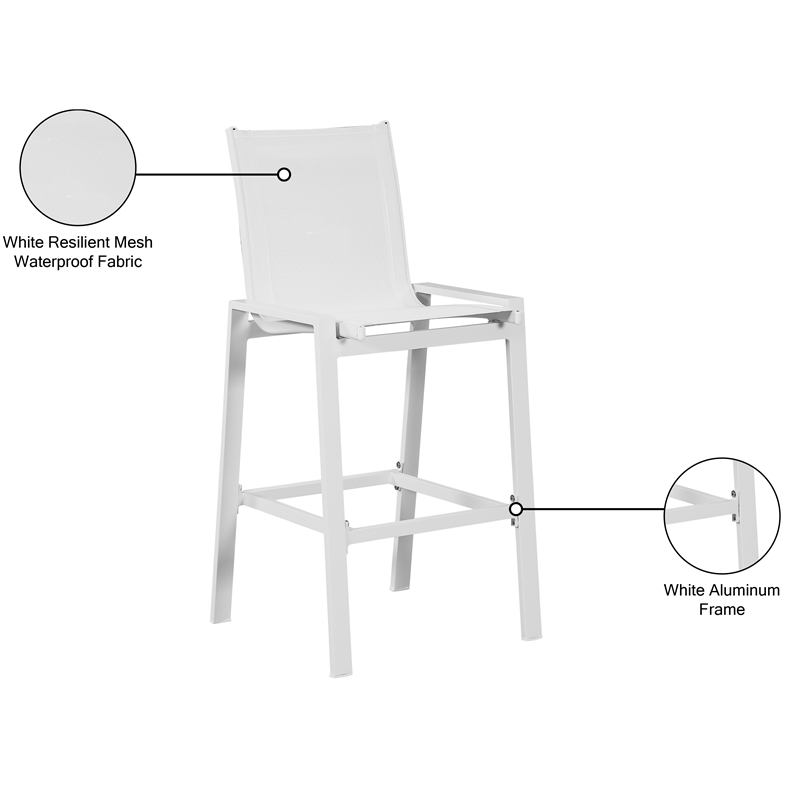 Meridian Furniture Nizuc White Outdoor Patio Mesh Barstool (Set of 2)
