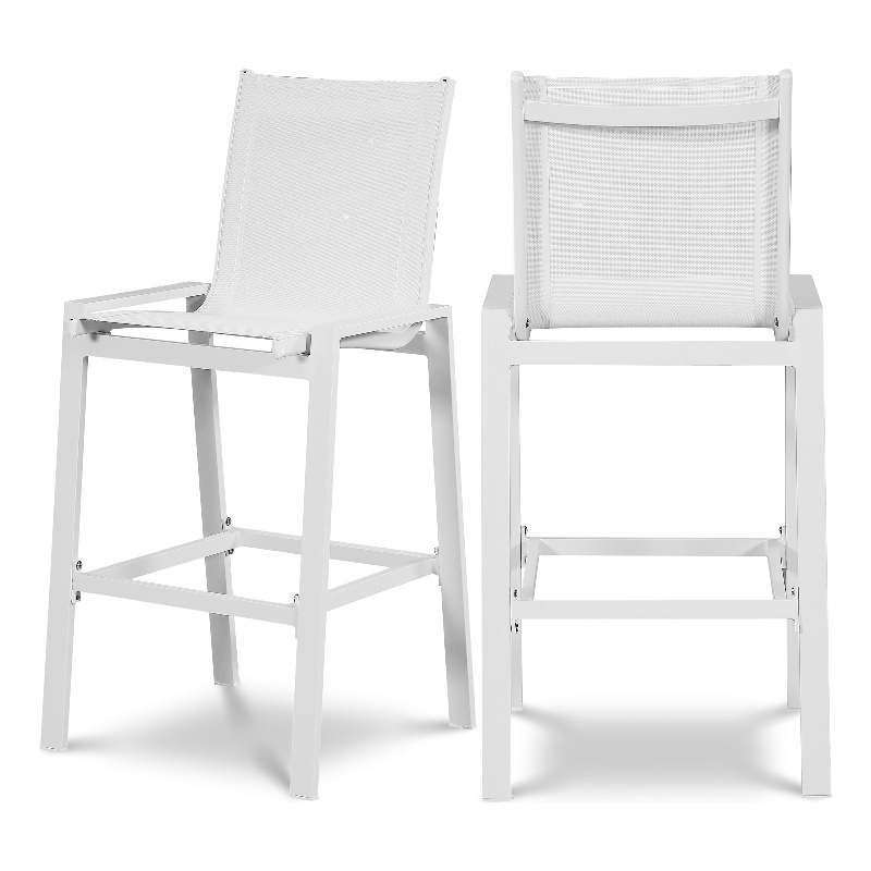 Meridian Furniture Nizuc White Outdoor Patio Mesh Barstool (Set of 2)