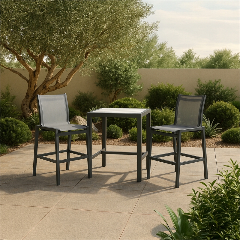 Meridian Furniture Nizuc Black Outdoor Patio Mesh Barstool (Set of 2)