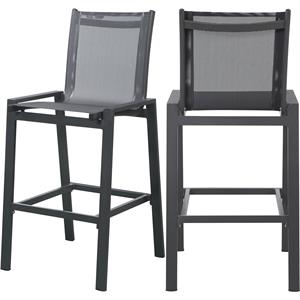 meridian furniture nizuc black fabric outdoor patio mesh barstool (set of 2)