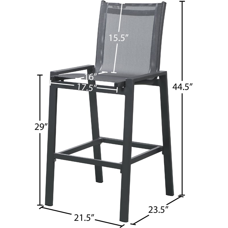 Meridian Furniture Nizuc Black Outdoor Patio Mesh Barstool (Set of 2)