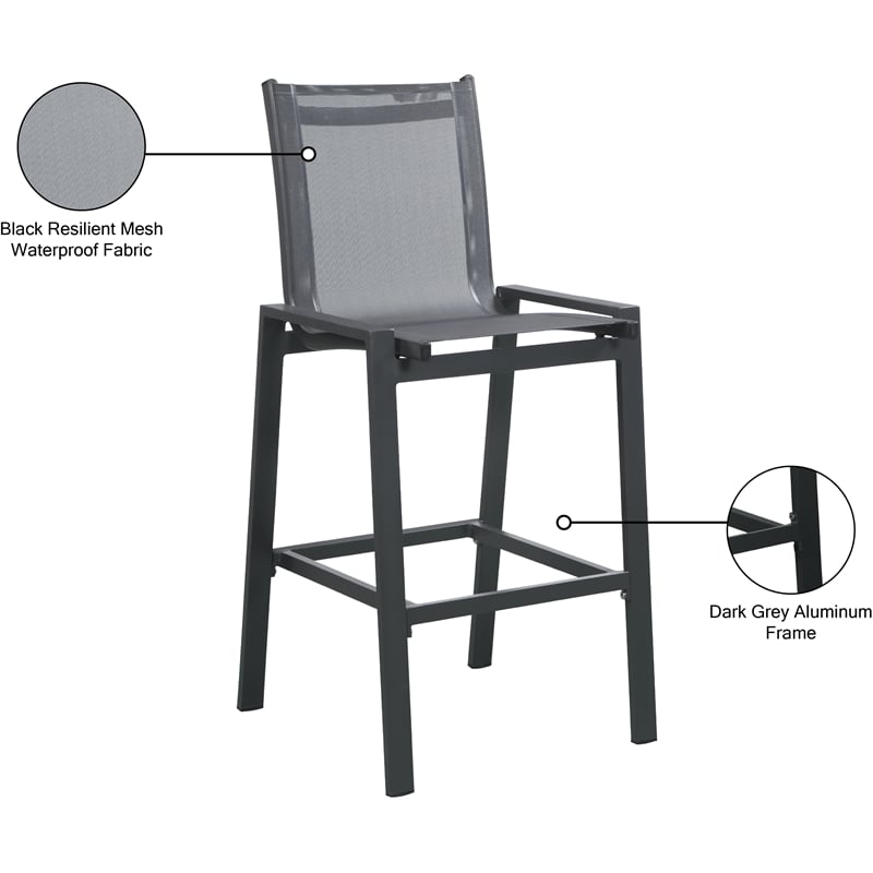 Meridian Furniture Nizuc Black Outdoor Patio Mesh Barstool (Set of 2)