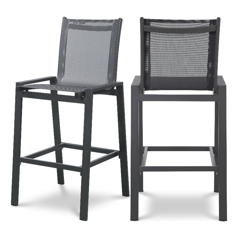 Meridian Furniture Nizuc Black Outdoor Patio Mesh Barstool (Set of 2)
