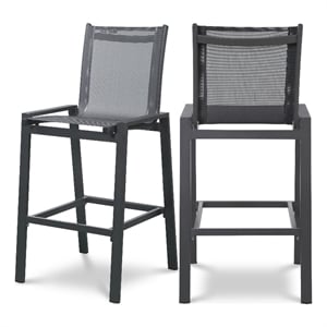 Meridian Furniture Nizuc Black Outdoor Patio Mesh Barstool (Set of 2)