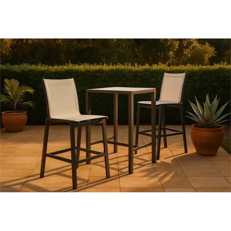 Meridian Furniture Nizuc White Outdoor Patio Mesh Barstool (Set of 2)