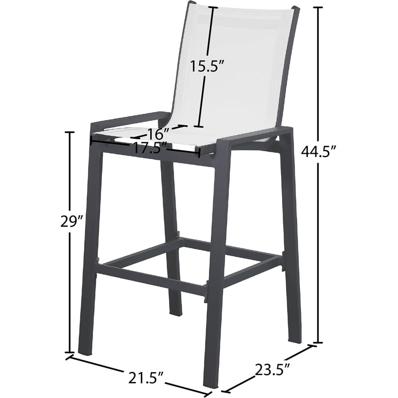 Meridian Furniture Nizuc White Outdoor Patio Mesh Barstool (Set of 2)