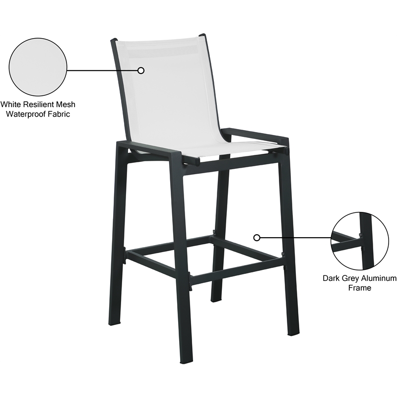 Meridian Furniture Nizuc White Outdoor Patio Mesh Barstool (Set of 2)
