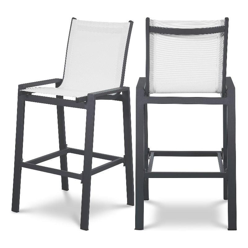 Meridian Furniture Nizuc White Outdoor Patio Mesh Barstool (Set of 2)