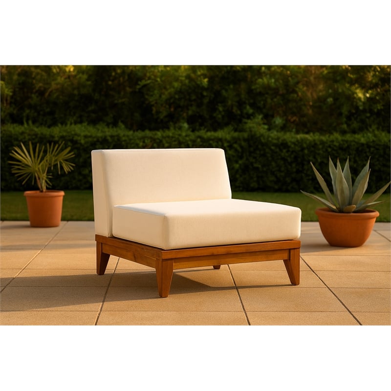 Meridian Furniture Rio Off White Water Resisting Armless Chair