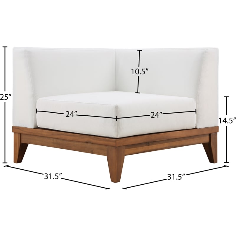 Meridian Furniture Rio Off White Water Resisting Corner Chair