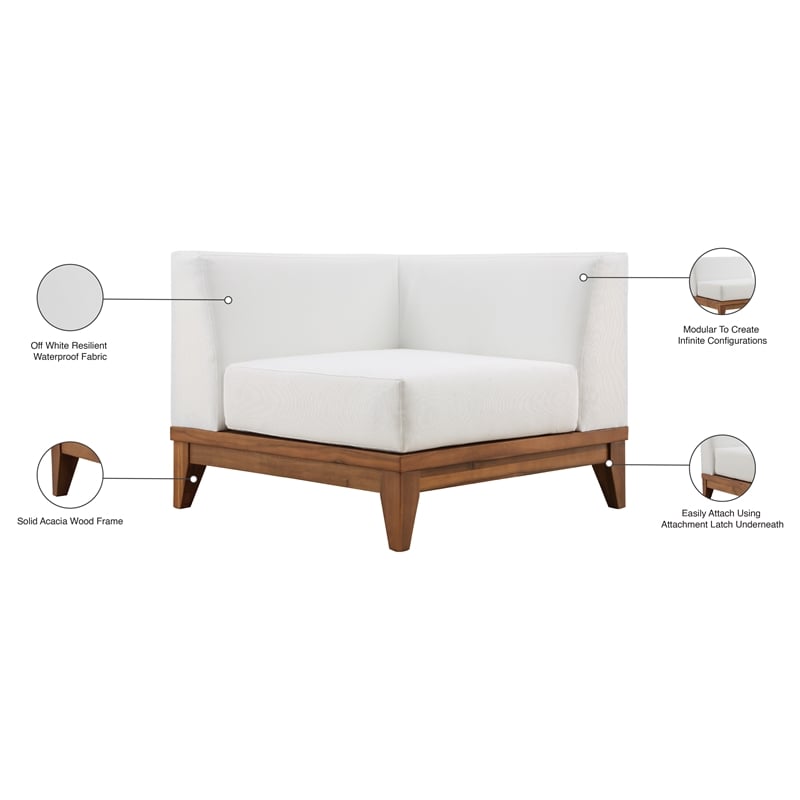 Meridian Furniture Rio Off White Water Resisting Corner Chair