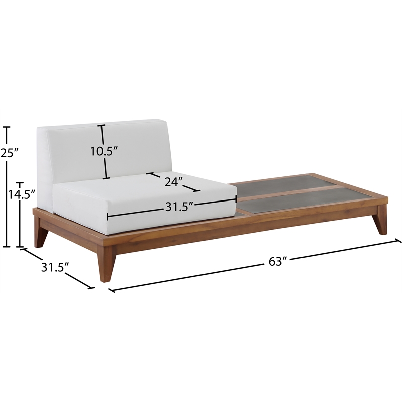 Meridian Furniture Rio Off White Water Resisting Chair w/ Integrated Table