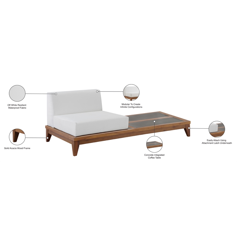 Meridian Furniture Rio Off White Water Resisting Chair w/ Integrated Table