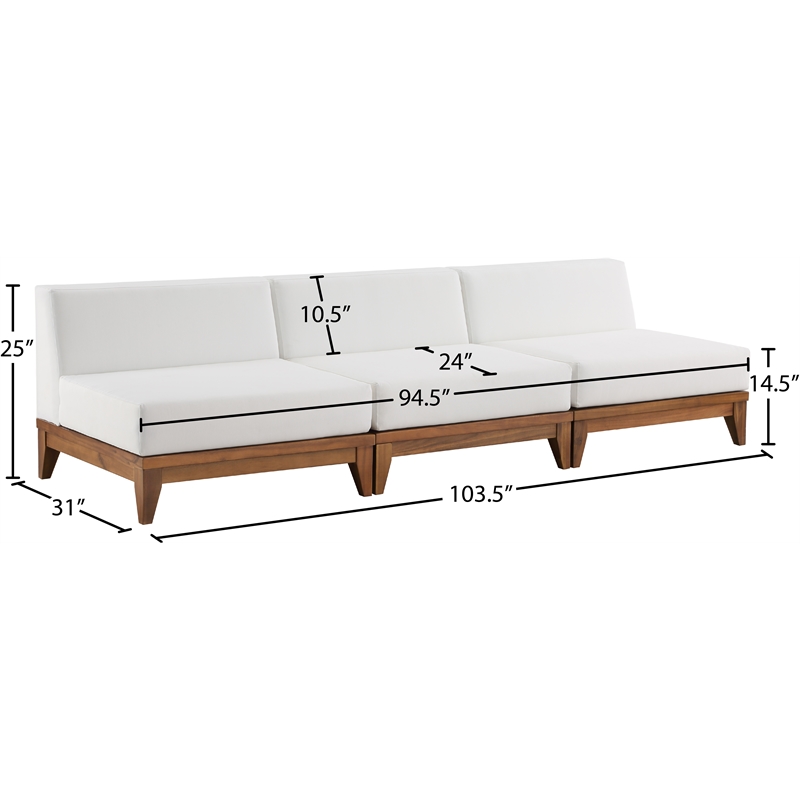 Meridian Furniture Rio Off White Water Resisting Fabric Modular Sofa