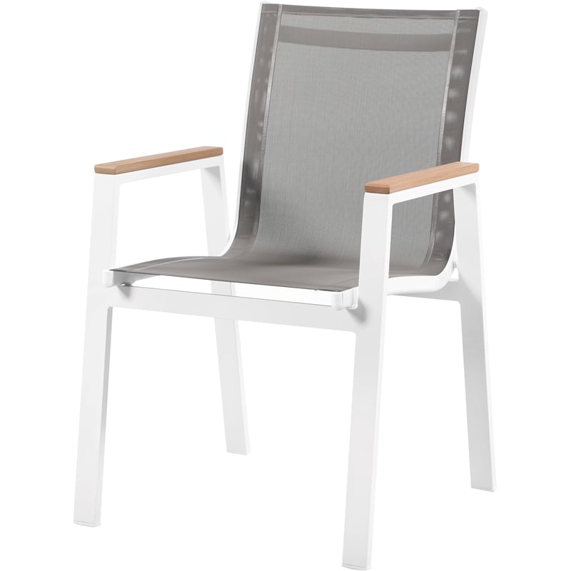 Meridian Furniture Nizuc Grey Outdoor Patio Dining Arm Chair (Set of 2)