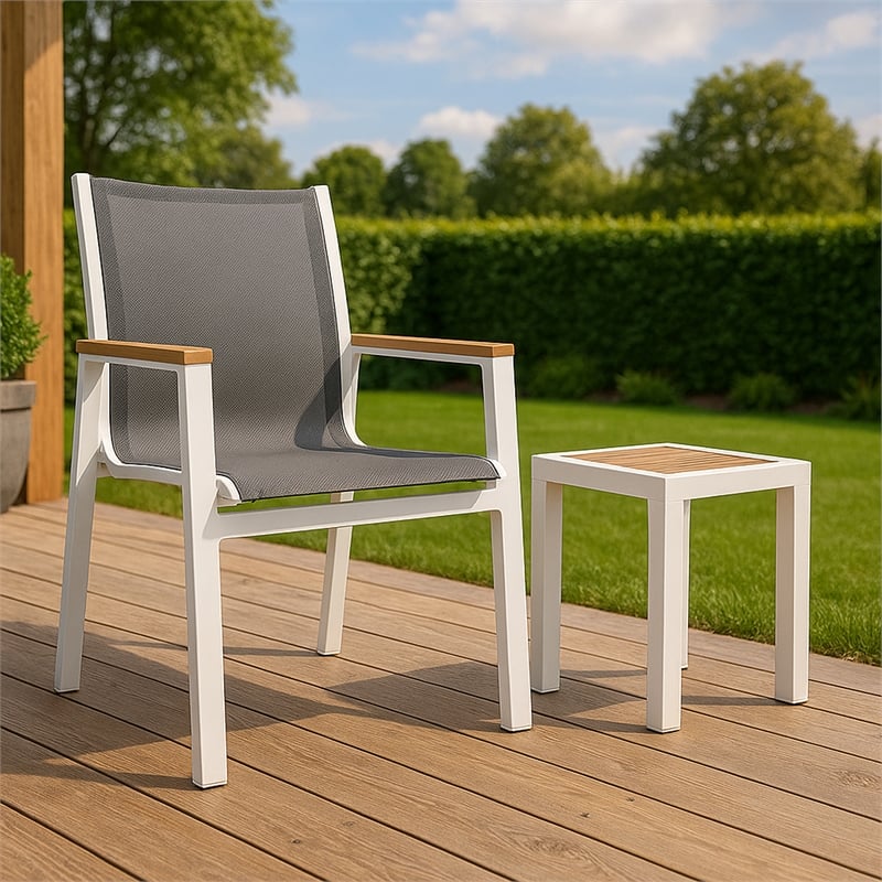 Meridian Furniture Nizuc Grey Outdoor Patio Dining Arm Chair (Set of 2)