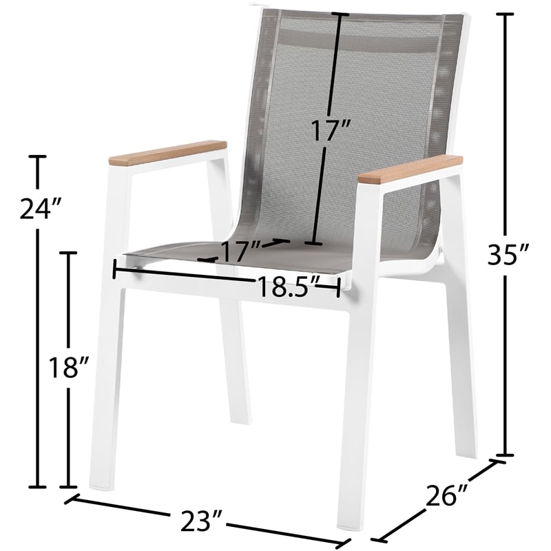Meridian Furniture Nizuc Grey Outdoor Patio Dining Arm Chair (Set of 2)