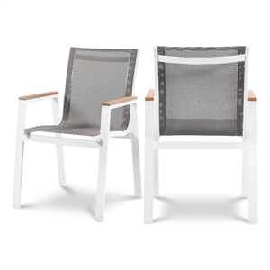 Meridian Furniture Nizuc Grey Outdoor Patio Dining Arm Chair (Set of 2)