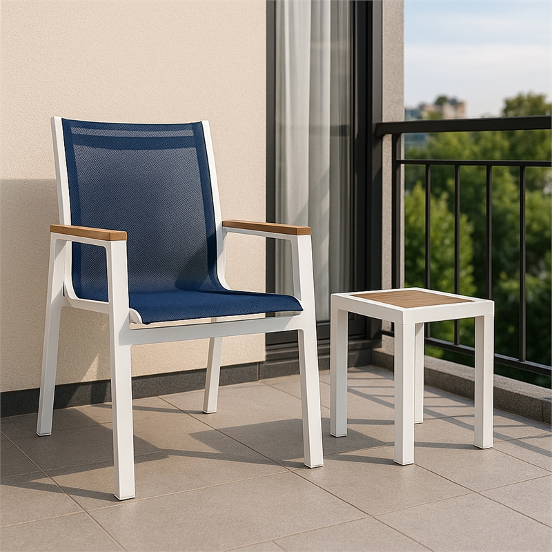 Meridian Furniture Nizuc Navy Outdoor Patio Dining Arm Chair (Set of 2)