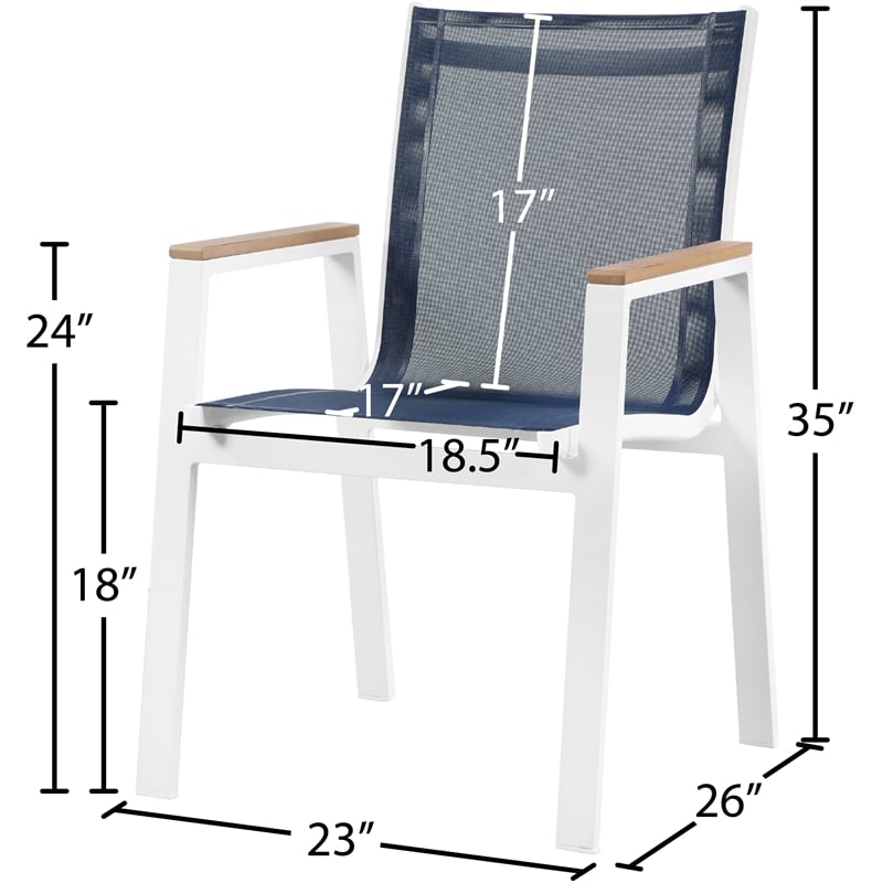 Meridian Furniture Nizuc Navy Outdoor Patio Dining Arm Chair (Set of 2)