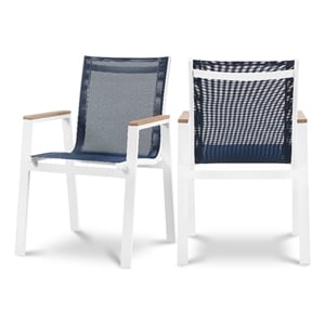 Meridian Furniture Nizuc Navy Outdoor Patio Dining Arm Chair (Set of 2)