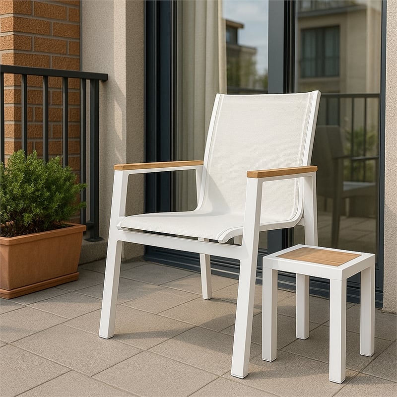 Meridian Furniture Nizuc Off White Outdoor Patio Dining Chair (Set of 2)