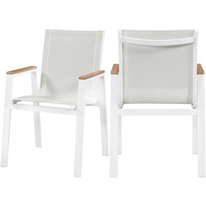 meridian furniture nizuc off white fabric outdoor patio dining chair (set of 2)