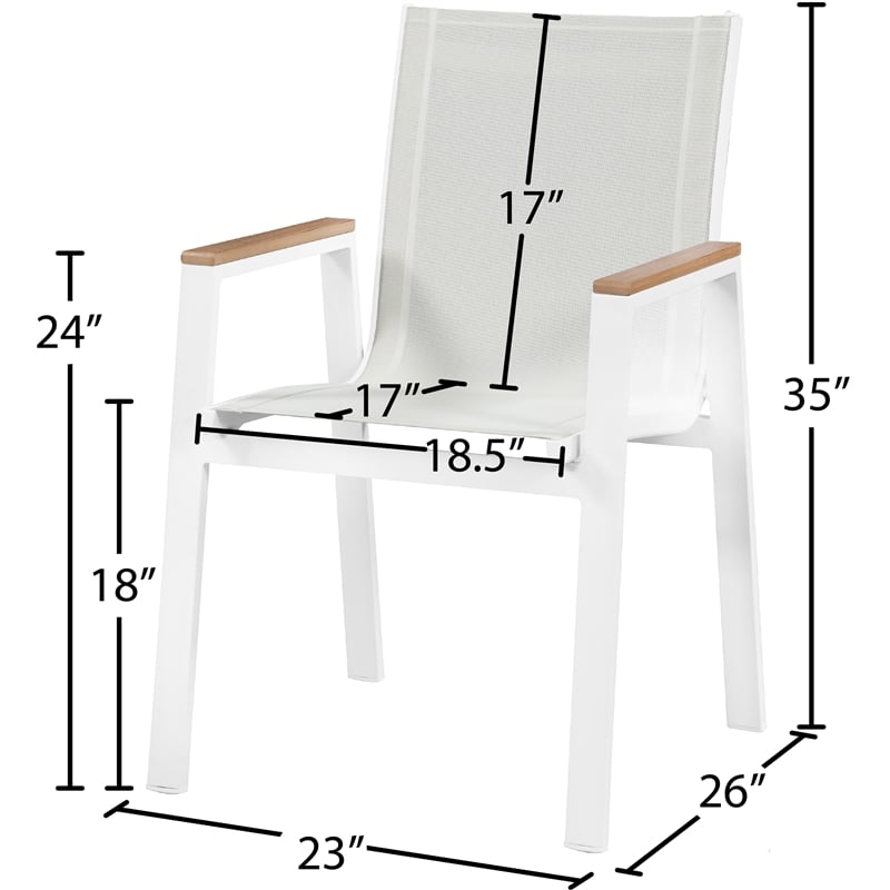 Meridian Furniture Nizuc Off White Outdoor Patio Dining Chair (Set of 2)