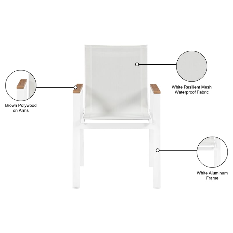 Meridian Furniture Nizuc Off White Outdoor Patio Dining Chair (Set of 2)