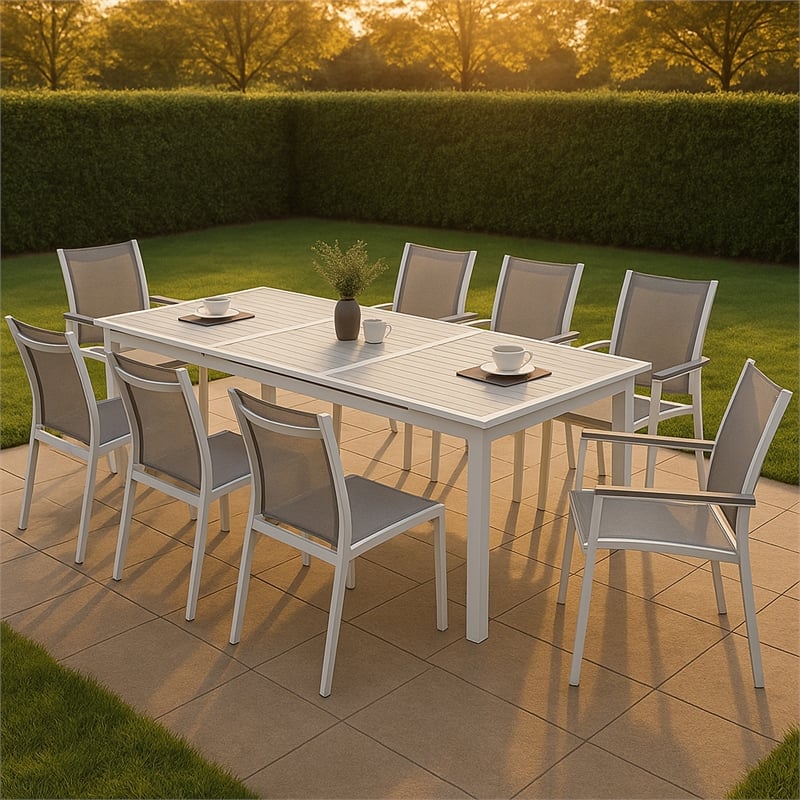 Meridian Furniture Nizuc Grey Wood Outdoor Patio Extendable Dining Table