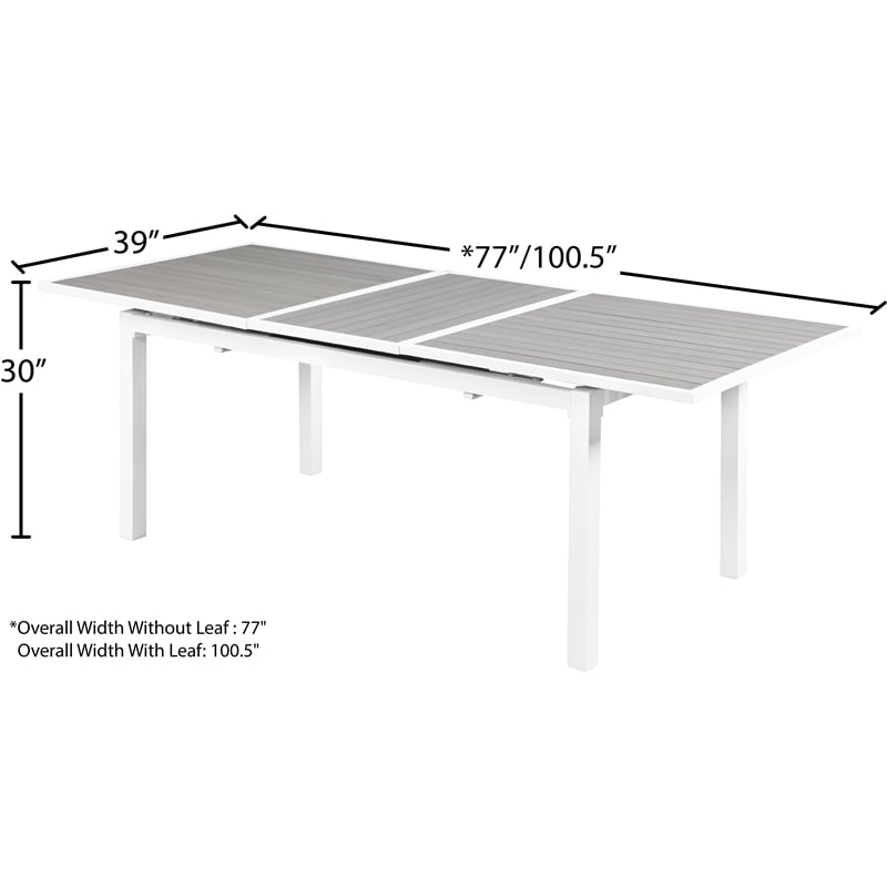 Meridian Furniture Nizuc Grey Wood Outdoor Patio Extendable Dining Table