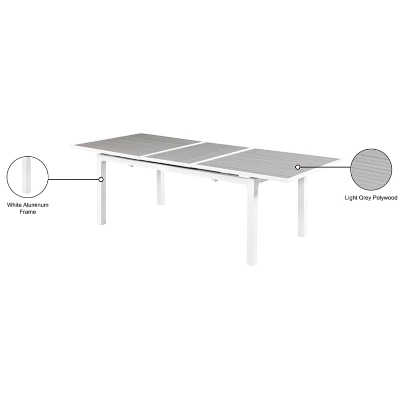 Meridian Furniture Nizuc Grey Wood Outdoor Patio Extendable Dining Table