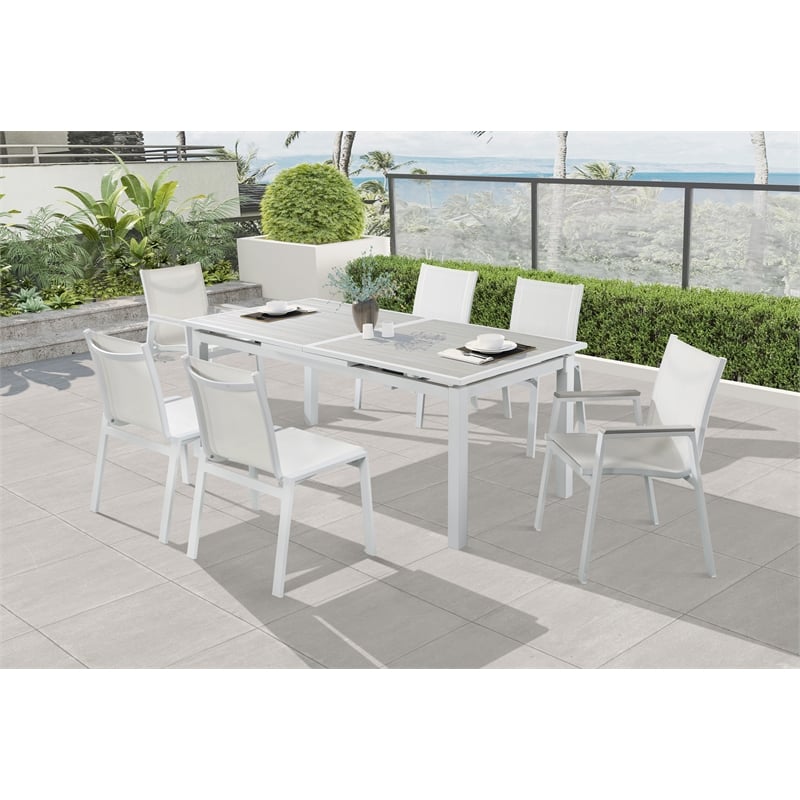 Meridian Furniture Nizuc Grey Wood Outdoor Patio Extendable Dining Table