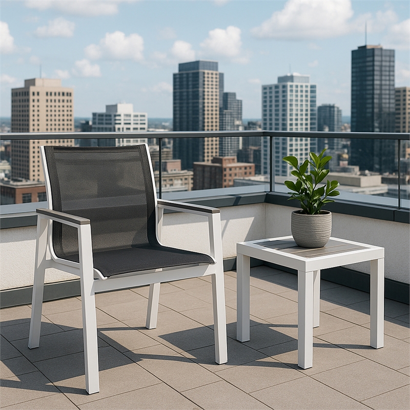 Meridian Furniture Nizuc Black Outdoor Patio Dining Arm Chair (Set of 2)