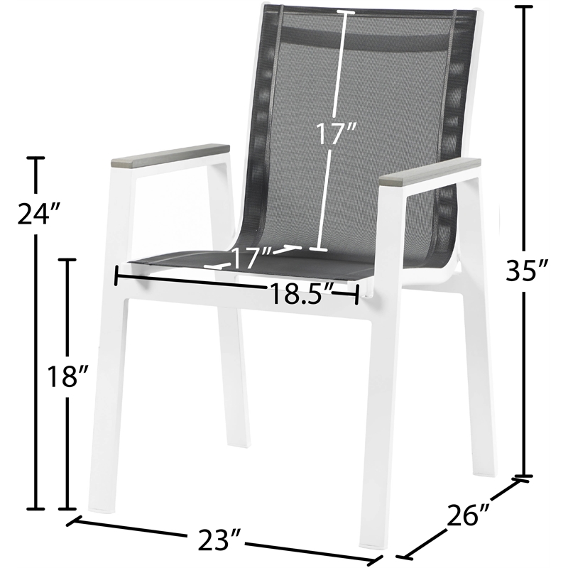 Meridian Furniture Nizuc Black Outdoor Patio Dining Arm Chair (Set of 2)