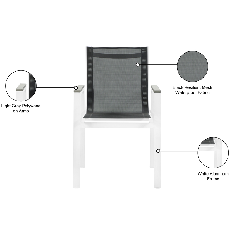 Meridian Furniture Nizuc Black Outdoor Patio Dining Arm Chair (Set of 2)