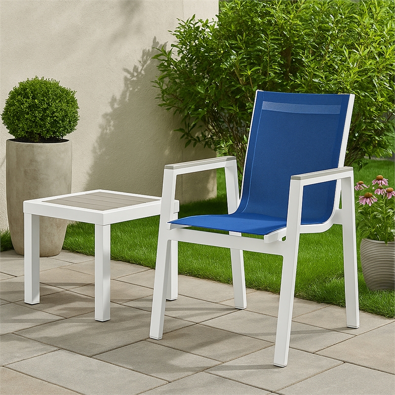 Meridian Furniture Nizuc Navy Outdoor Patio Dining Arm Chair (Set of 2)