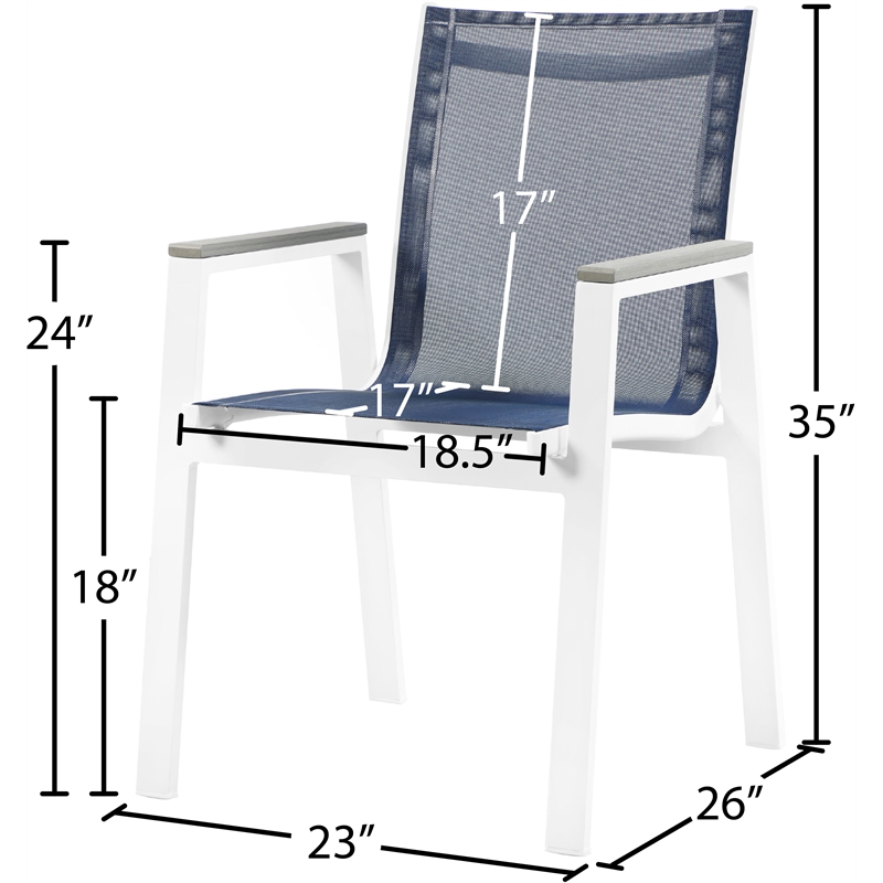 Meridian Furniture Nizuc Navy Outdoor Patio Dining Arm Chair (Set of 2)