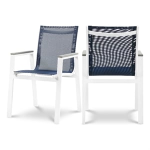 Meridian Furniture Nizuc Navy Outdoor Patio Dining Arm Chair (Set of 2)