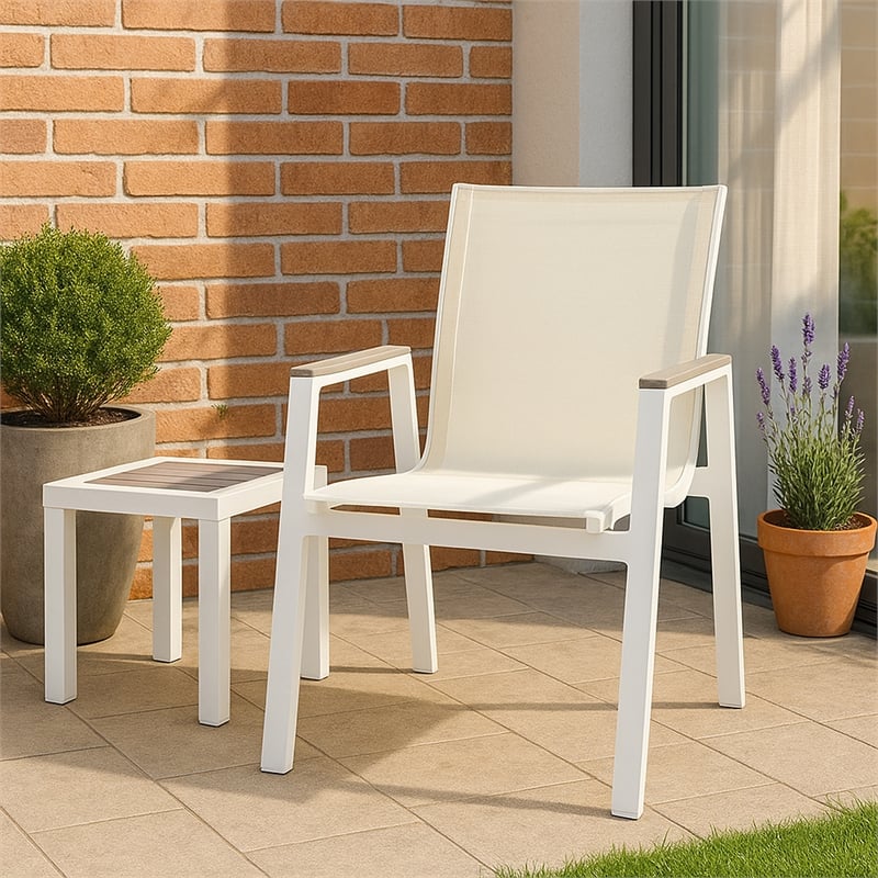 Meridian Furniture Nizuc Off White Outdoor Patio Dining Chair (Set of 2)