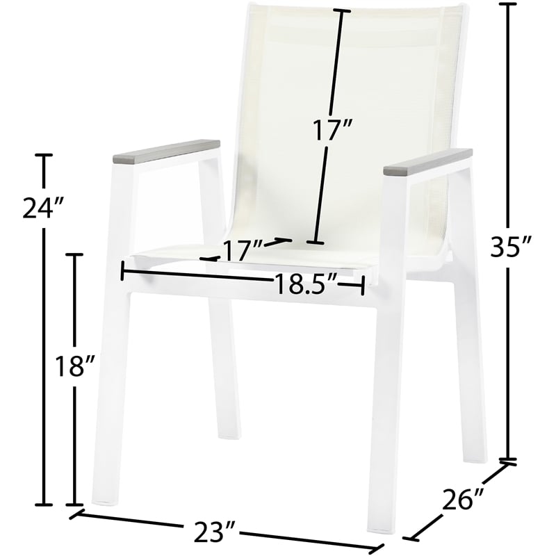 Meridian Furniture Nizuc Off White Outdoor Patio Dining Chair (Set of 2)