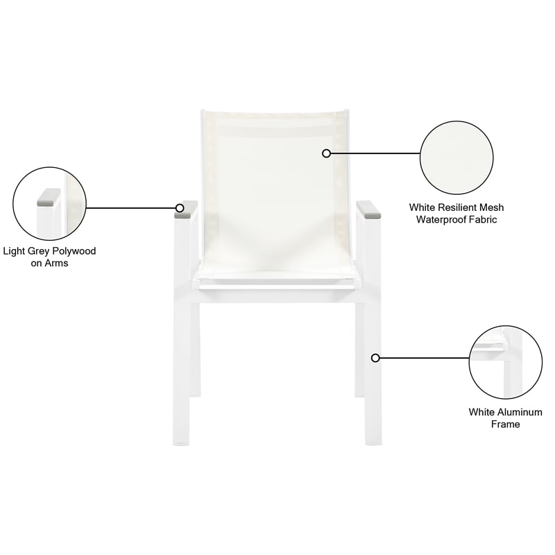 Meridian Furniture Nizuc Off White Outdoor Patio Dining Chair (Set of 2)