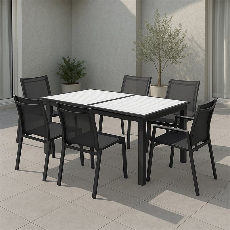 Meridian Furniture Nizuc White Wood Outdoor Patio Dining Table