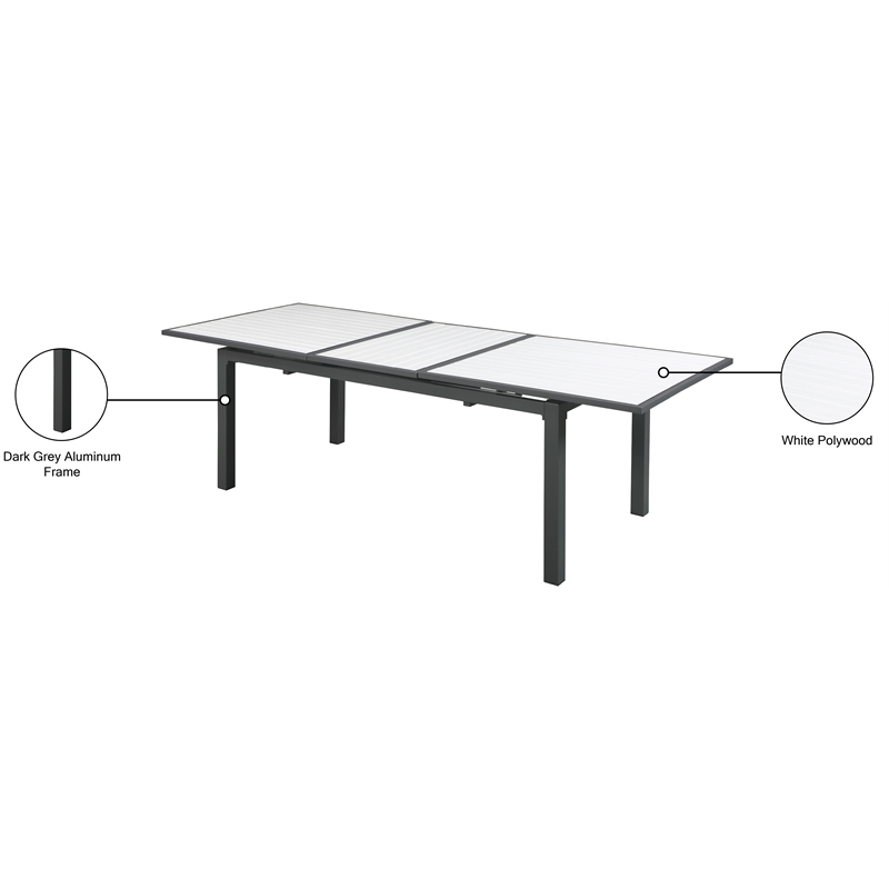 Meridian Furniture Nizuc White Wood Outdoor Patio Dining Table