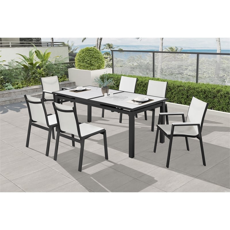 Meridian Furniture Nizuc White Wood Outdoor Patio Dining Table