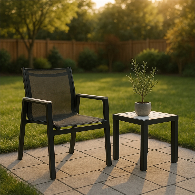 Meridian Furniture Nizuc Black Outdoor Patio Dining Arm Chair (Set of 2)
