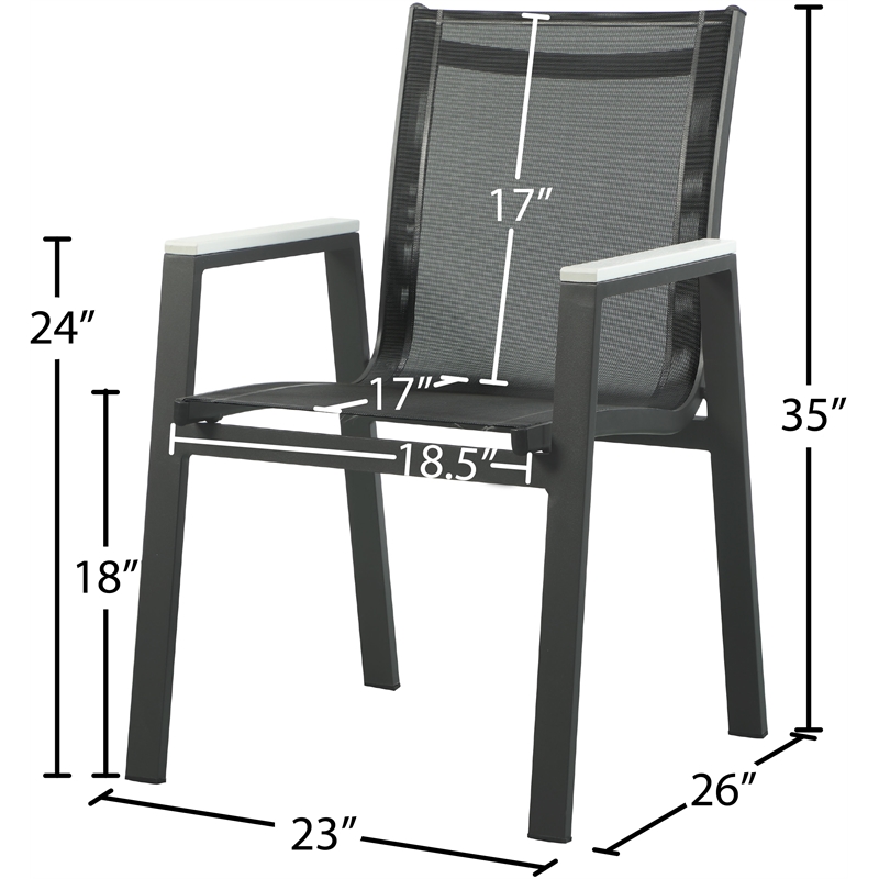 Meridian Furniture Nizuc Black Outdoor Patio Dining Arm Chair (Set of 2)